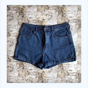 Cuffed Blue Jean  zip up shorts with 5 pockets